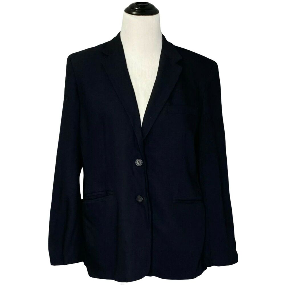 Lauren Ralph Lauren Blazer Women's‎ Black Wool Button Down Long Sleeve Size 14P